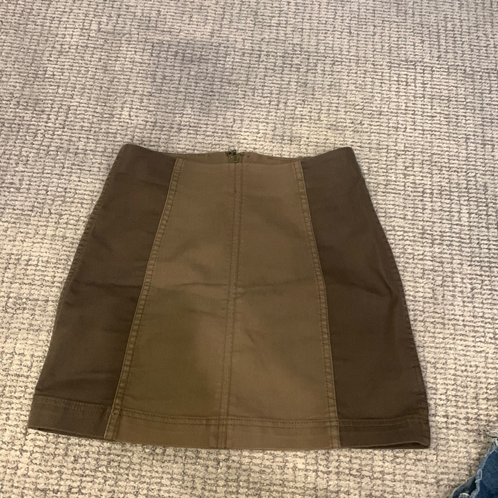 Free People dark green/neutral denim skirt size 2
